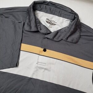 Straight Down Cabo Del Sol Golf Men's Medium Polo Grey Horizontal Stripe Short